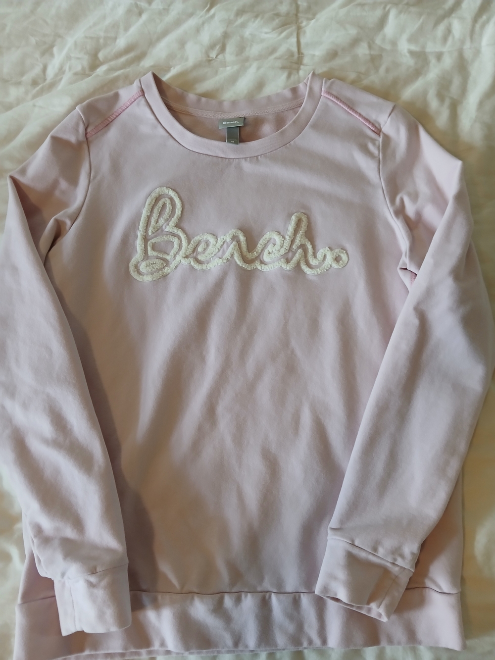 Bench Women's Pink Logo Sweatshirt In Soft Thick Cotton With Stretch Size Medium